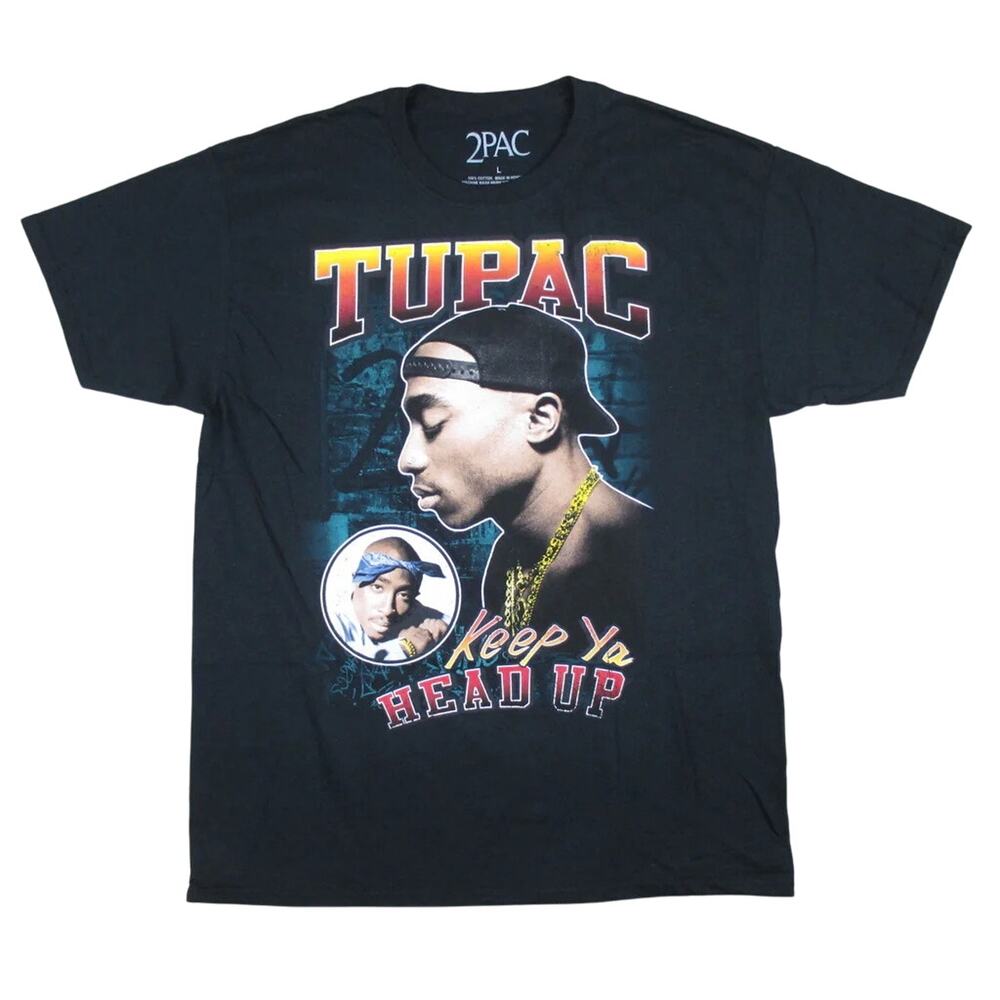 Tupac 2Pac “ Keep Ya Head Up” Black Screen Printed T shirt Size MEDIUM adult